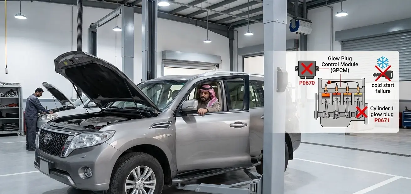 الدليل الشامل لأكواد P0670 و P0671: عندما يرفض محرك الديزل الاشتغال شتاءً