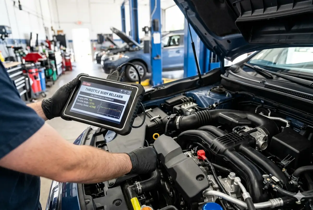 برمجة دعسة البنزين (Throttle Body Relearn): متى تحتاجها وكيف تسويها بجهاز الفحص؟
